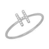 0.05ct 14k White Gold Diamond Lady's Ring - Letter H